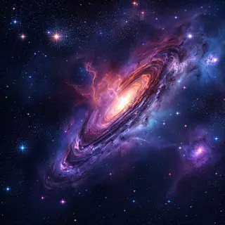Distant galaxy with vibrant colors, stars and nebulae, space photography style, ultra high detail, photorealistic style, detailed texture, high resolution photography, professional lighting